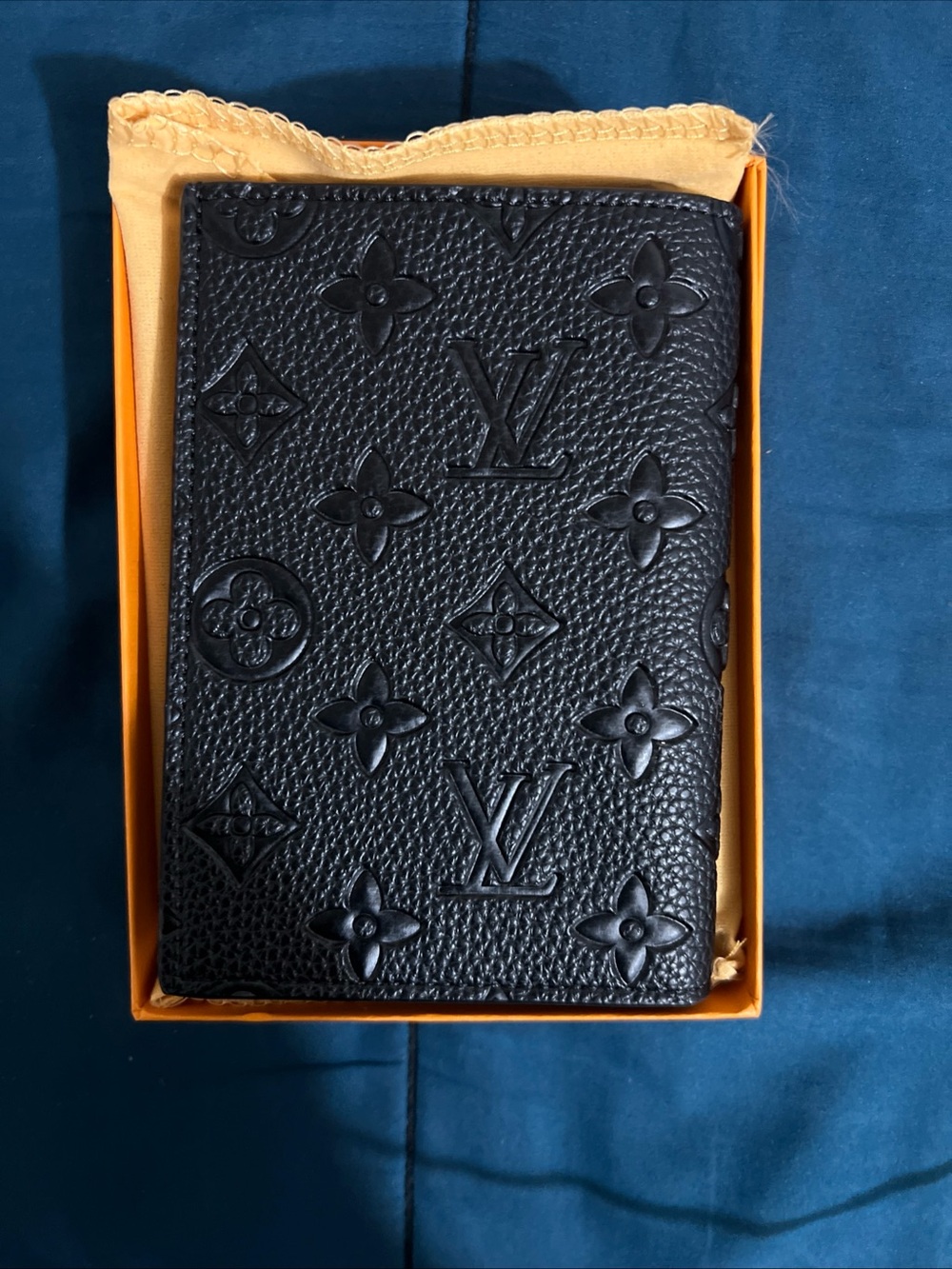 Louis Vuitton Black Embossed Monogram Card Holder